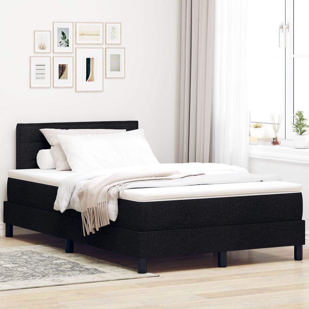 Boxspringbett mit Matratze Schwarz 120x190 cm Stoff, Klassische Betten DesignMöbel Neu