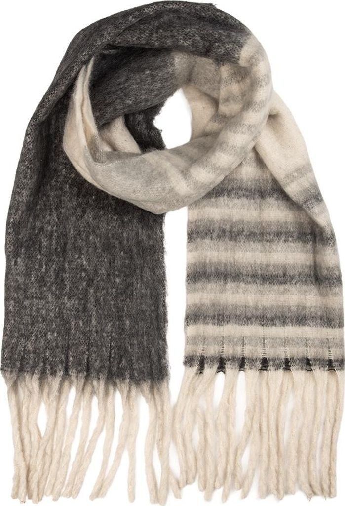 Clayre & Eef Winterschal Damen 50x180 cm Grau Textil