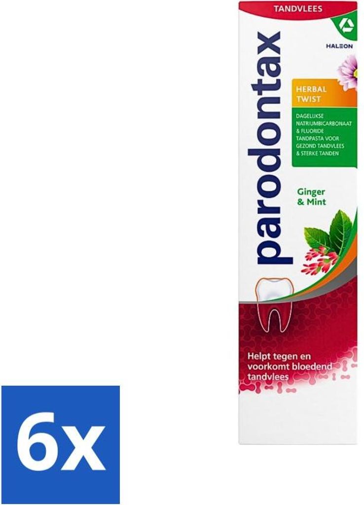 Parodontax - Zahnpasta - Herbal Twist - Ingwer & Minze - 75 ml - Vorteilspack - 6 Stücke