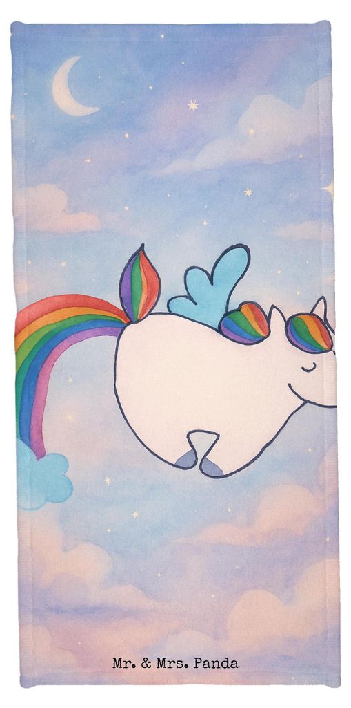 Mr. & Mrs. Panda Handtuch Einhorn Fliegendes Pferd Design - Weiß - Geschenk, Unicorn, Realität, Strandtuch, Glitzer, Regenbogen, Badehandtuch, Sp...