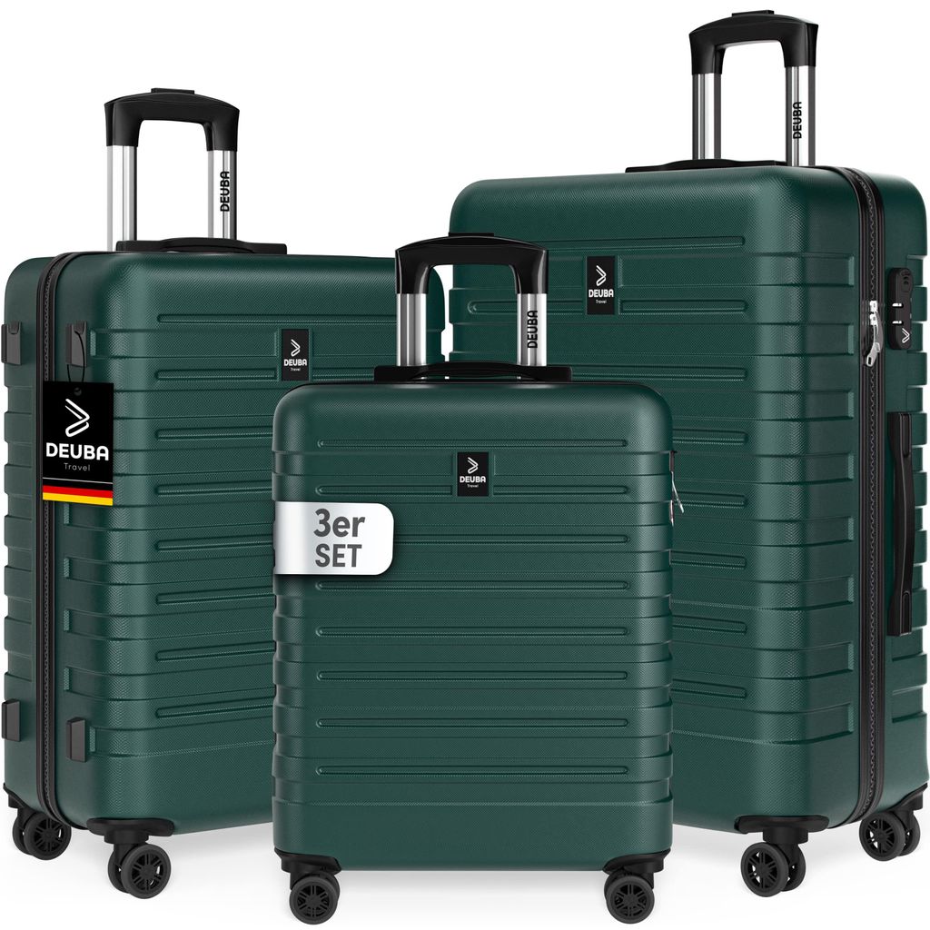 DEUBA TRAVEL Koffer Set 3tlg Hartschalenkoffer Dunkelgrün Produktbild 