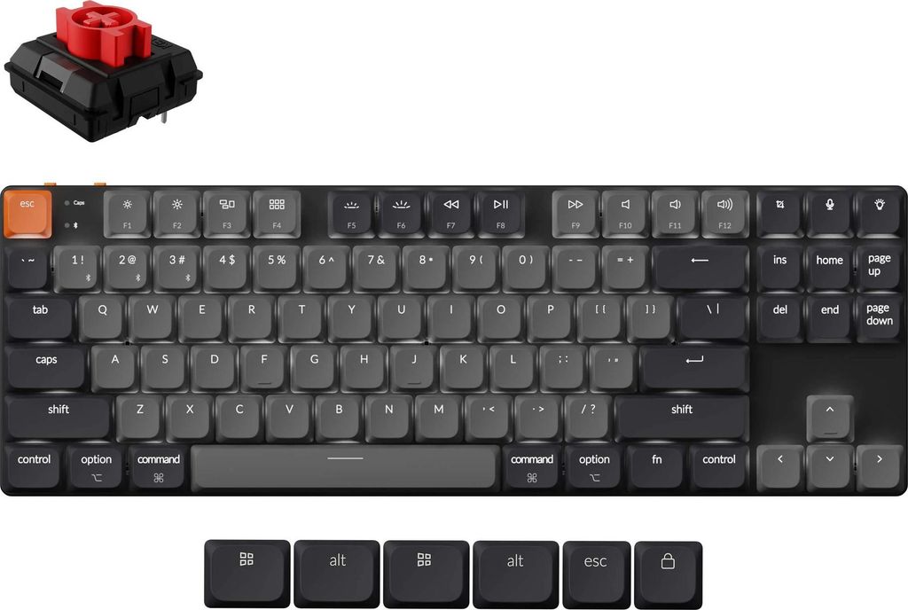 Keychron K1, Kabelový a bezdrátový, USB + Bluetooth, Obrázek produktu 