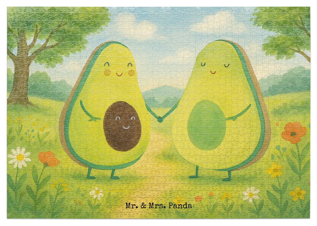 Mr. & Mrs. Panda Puzzle Avocado Pärchen Design 1500 Teile - Weiß - Geschenk, Avocados, Schwangerschaft, 2000, Kinder, 1000, 500, Babyparty, Famil...
