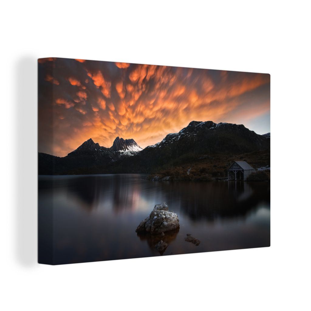 OneMillionCanvasses - Leinwandbilder - 140x90 cm, Cradle Mountain in Tasmanien nach Sonnenuntergang, Wandbilder Kunstdruck Wanddekoration - Foto ...