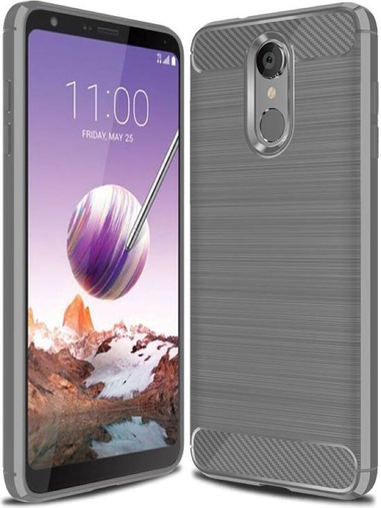 Schutzhülle Handyhülle für LG Q8 (2018) Case Cover Carbon Optik Grau