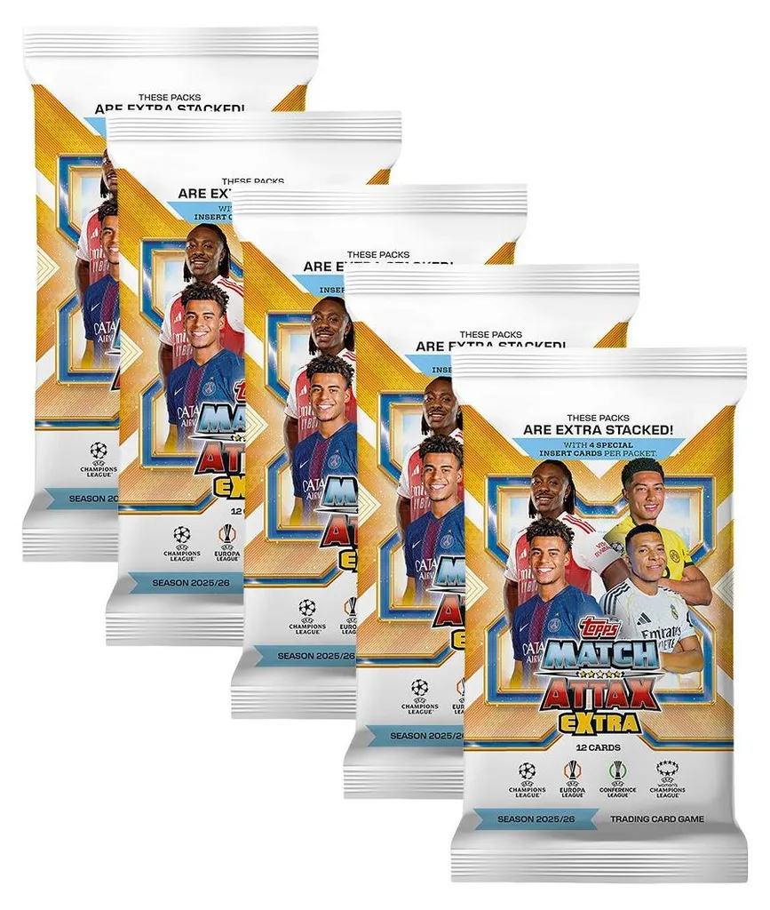 Boosters Match Attax 2025/26 EXTRA - Pack de 5 pour Finir votre Album