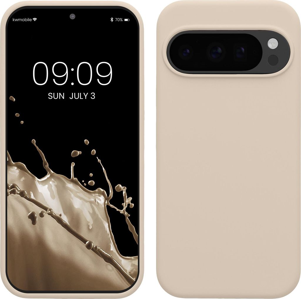 kwmobile Hülle kompatibel mit Google Pixel 10 / Pixel 10 Pro Hülle - Silikon Handy Case - Handyhülle weiche Oberfläche - kabelloses Laden - Creme