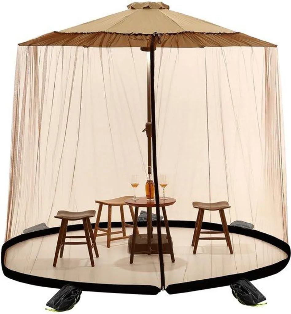 Filet de protection pour parasol et gazebo d'extérieur réglable marron