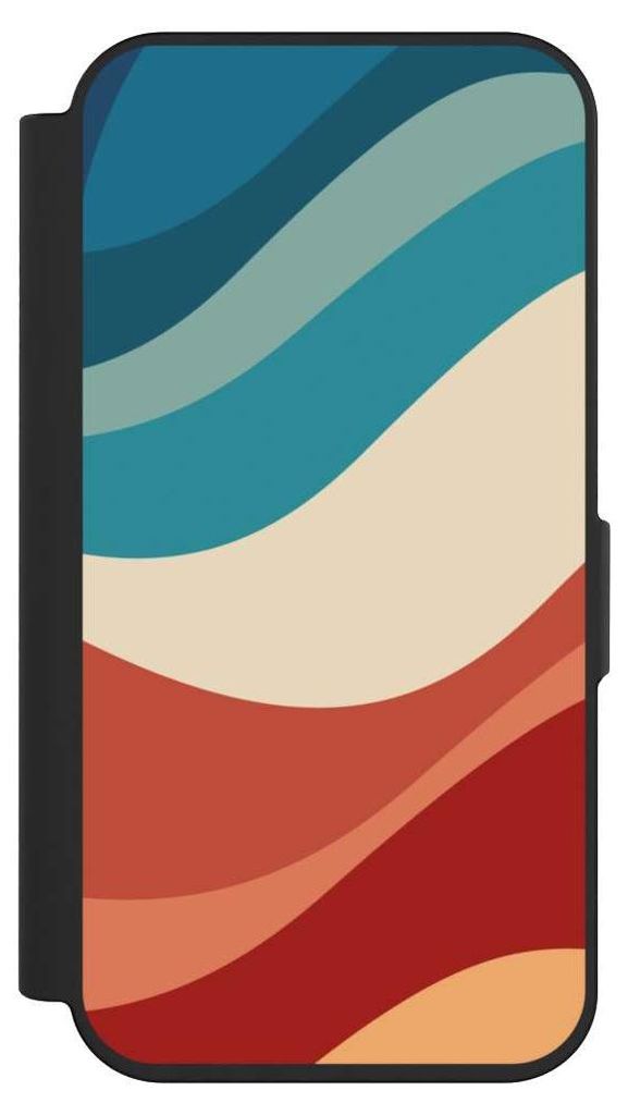 NIVOCASE Klapphülle für Apple iPhone 15 Pro Handyhülle aus Kunst Leder NIVOflip schwarz Farbe Farbverlauf Welle