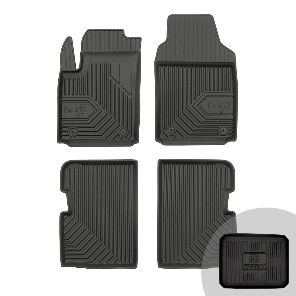 FROGUM No.77 Gummimatten Ganzjahresset von Auto Fußmatten Autofussmatten für FIAT 500 ab 2007
