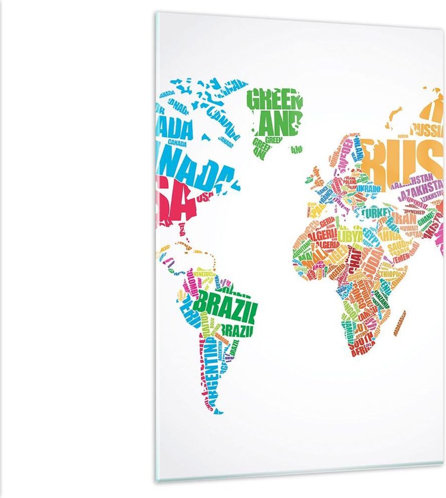 Bilder auf glas - Einteilig - Karte Worte Welt Geographie - Produktbild 