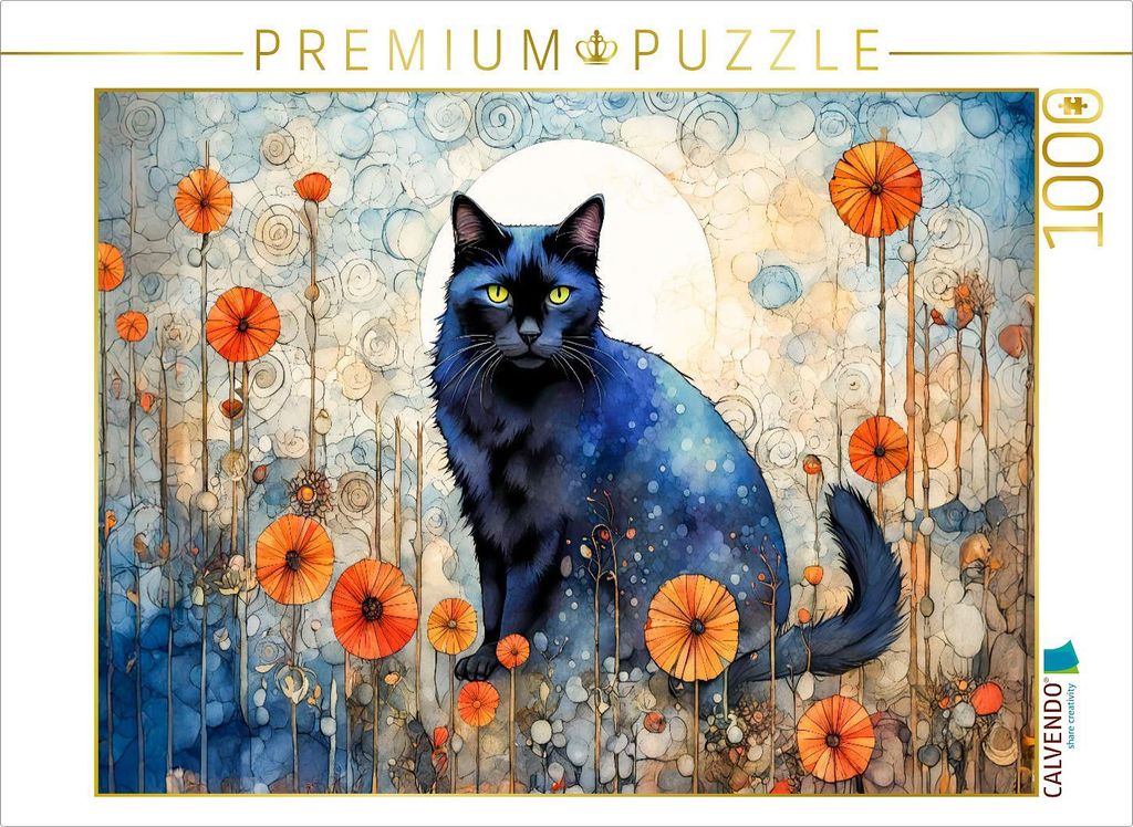 CALVENDO Puzzle Katzenzauber im Mohnfeld | 1000 Teile Lege-Größe 64x48cm Foto-Puzzle für glückliche Stunden