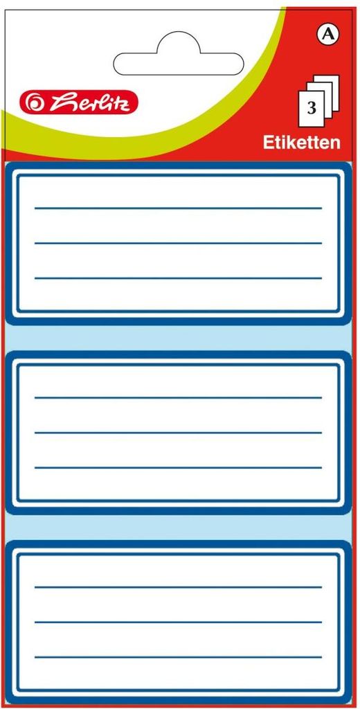 Herlitz Buchetiketten weiß mit blauem Rahmen 68 x 37 mm 3 Blatt à 3 Etiketten