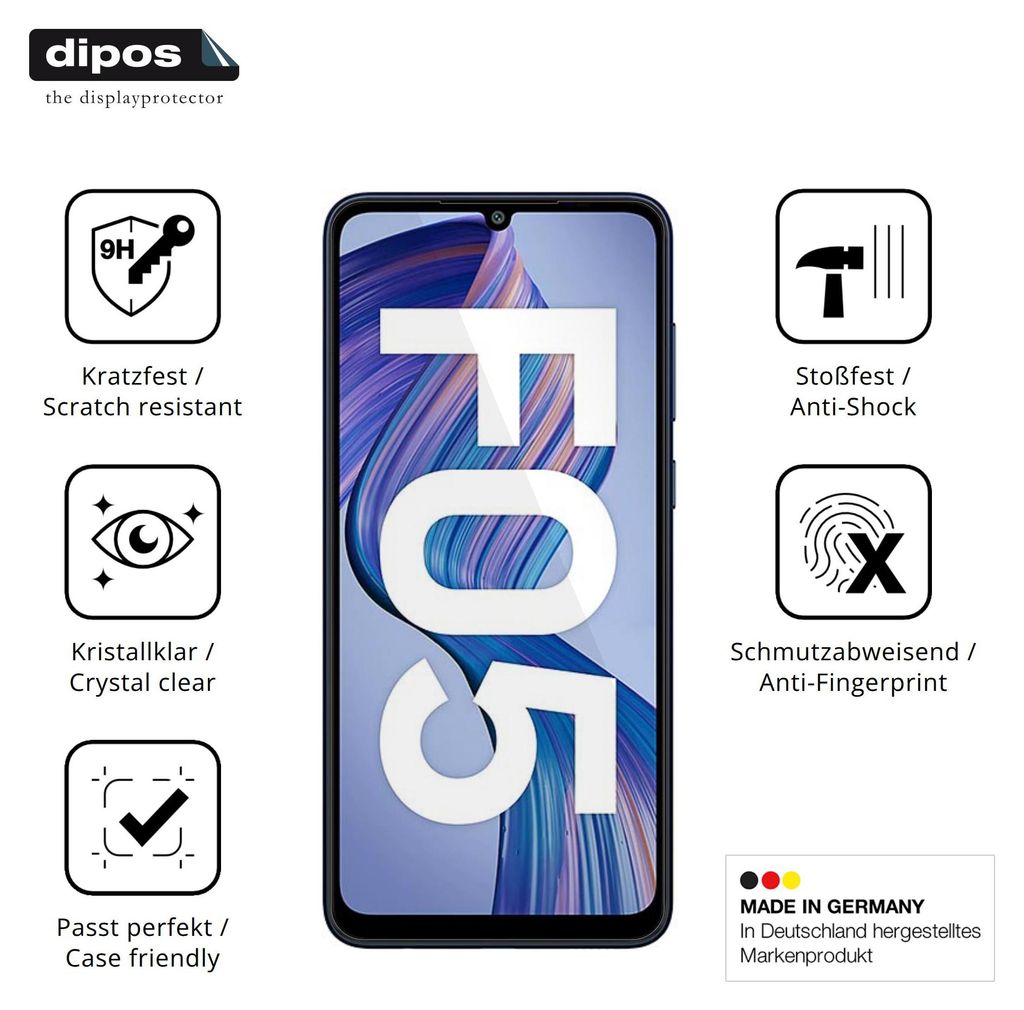 2x Schutzfolie für Samsung Galaxy F05 - Anti-Shock 9H Folie dipos Glass Kunststoffglas
