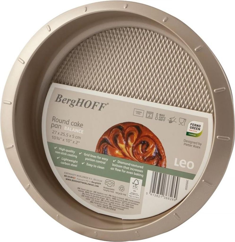BergHOFF LEO - Kuchenform Runde Kuchen Balance 23x5cm - Champagne Farbe Backform - PFAS-frei Metall