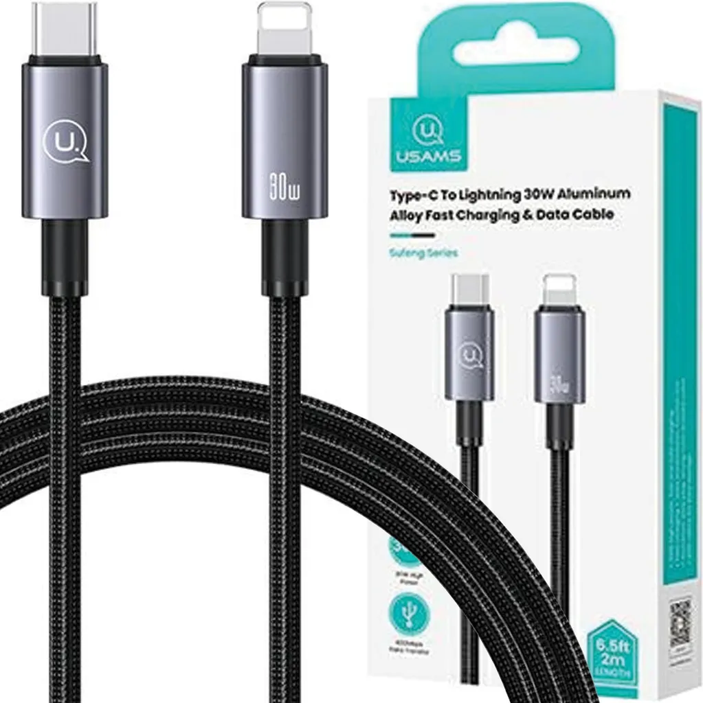 OFFERTA Cavo Usams 30W USB-C Lightning 1.2M - Carica Fast iPhone