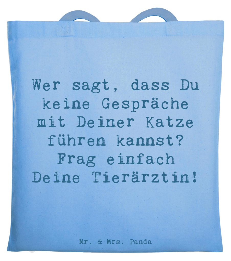 Mr. & Mrs. Panda Schultasche Spruch Tierärztin Gespräche - Sky Blue - Geschenk, Katze verstehen, Laptoptasche, Berufspassion, Büchertasche, Tasc...