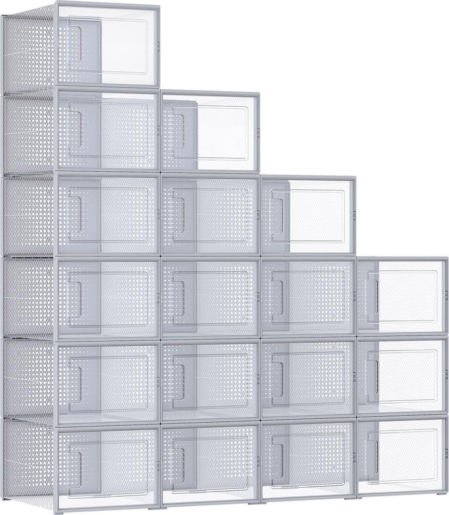 Schuhkartons, Set mit 18 transparent-grau