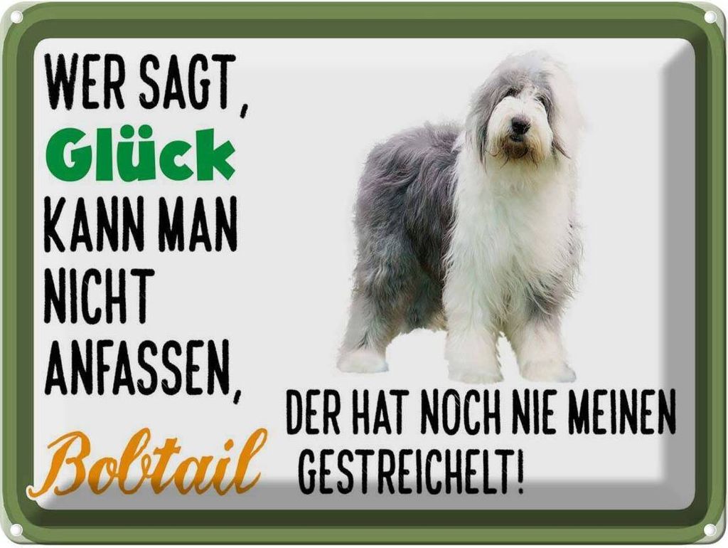 vianmo Blechschild 30x40 cm Glück nicht anfassen Bobtail Produktbild 