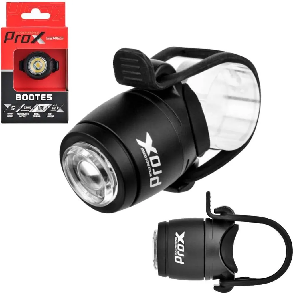 Lampe vélo avant PROX BOOTES 50Lm à mémoire de mode et LED SMD 220mAh