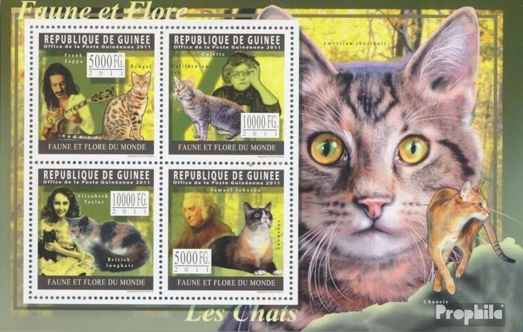 Briefmarken Guinea 2011 Mi 8329-8332 Kleinbogen (kompl. Ausgabe) postfrisch Katzen