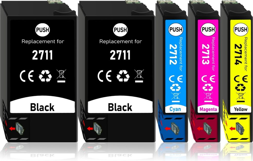 5er Pack Druckerpatronen 27 27XL kompatibel mit Epson WF-3620