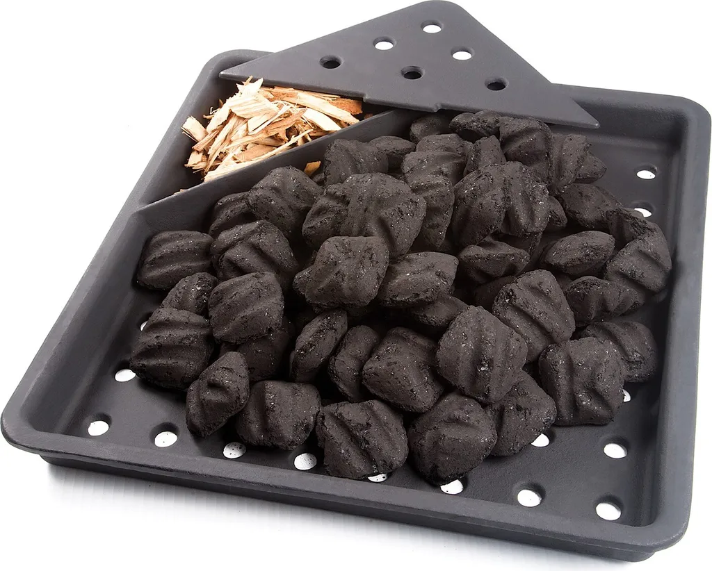 Adaptateur Charbon pour Barbecue Gaz avec Compartiment Fumoir en Fonte