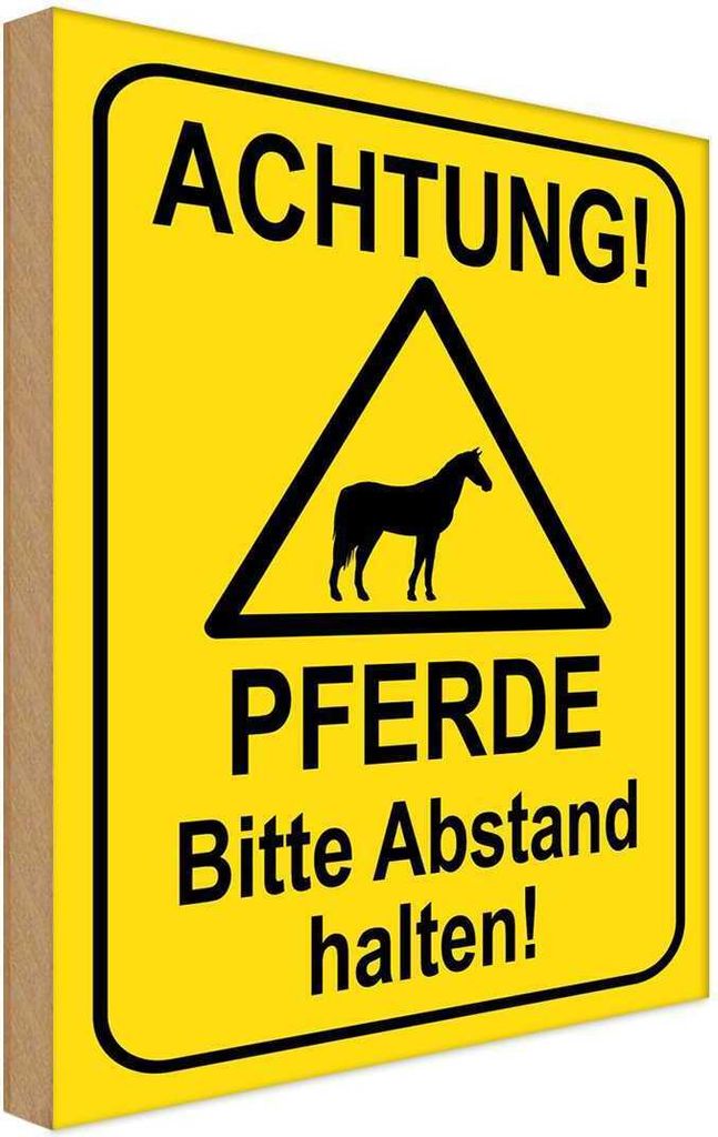 vianmo Holzschild 30x20 cm Achtung Pferde Abstand halten Warnschild Hinweisschild