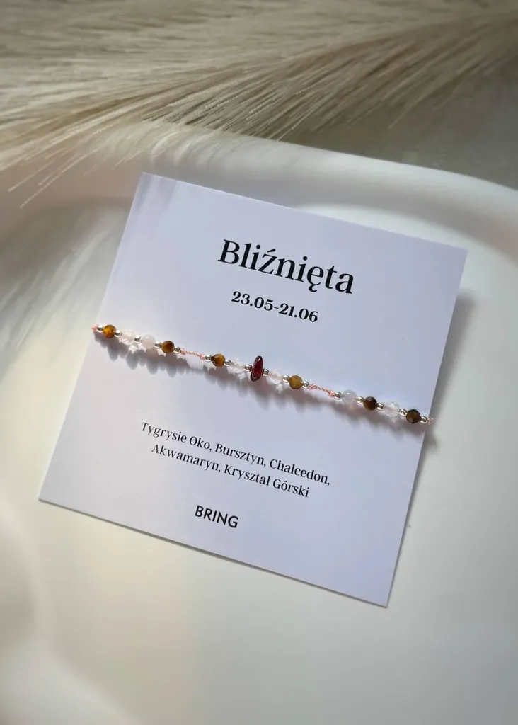 Bracelet zodiaque Gémeaux en perles d'argent pour femme et homme