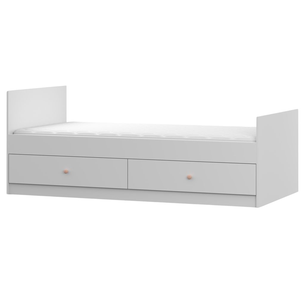 Bett Bettgestell Kinderbett Einzelbett Bett 90cm Weiß/Weiß Produktbild 