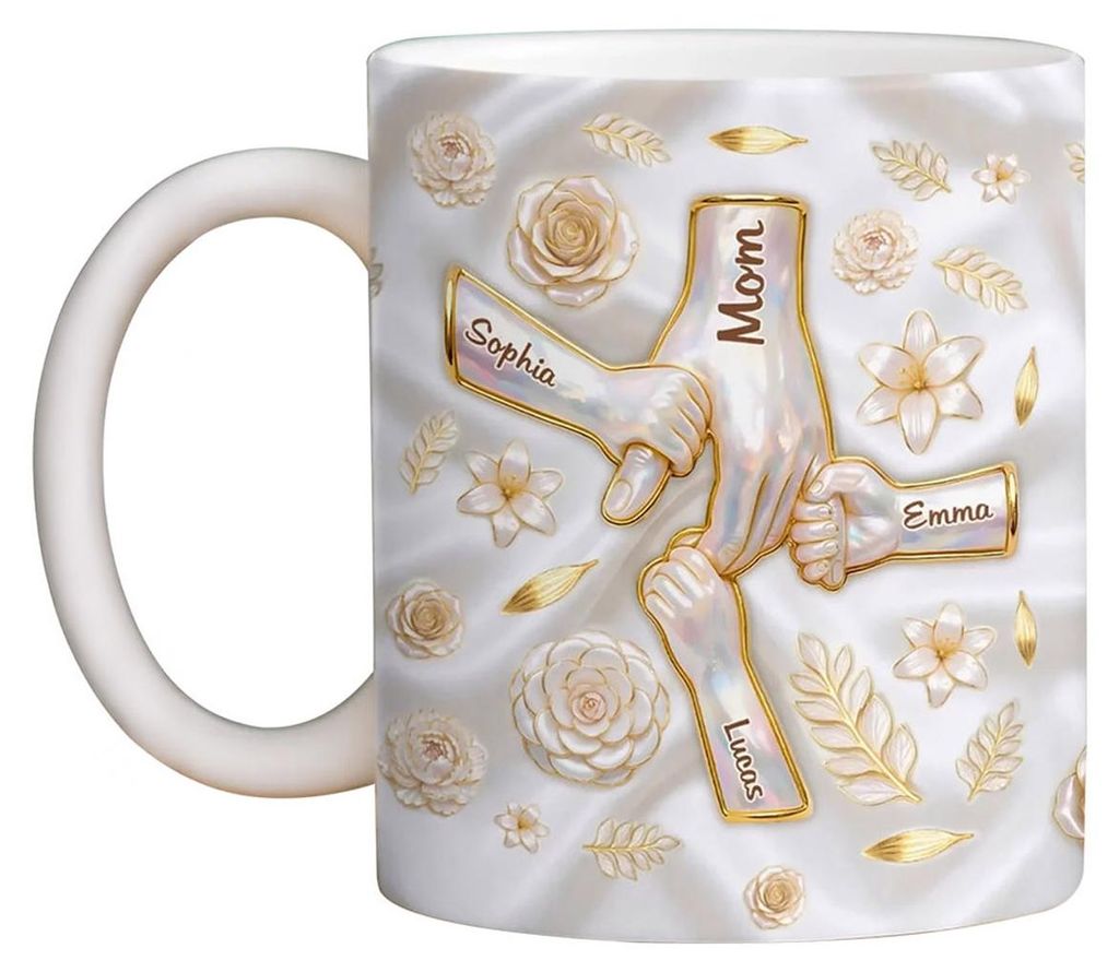 3D-bedruckte Tasse mit aufblasbarem Effekt, 325 ml, Keramik-Kaffeebecher, personalisierbar mit Namen, einzigartiges Geschenk für Mama und Oma