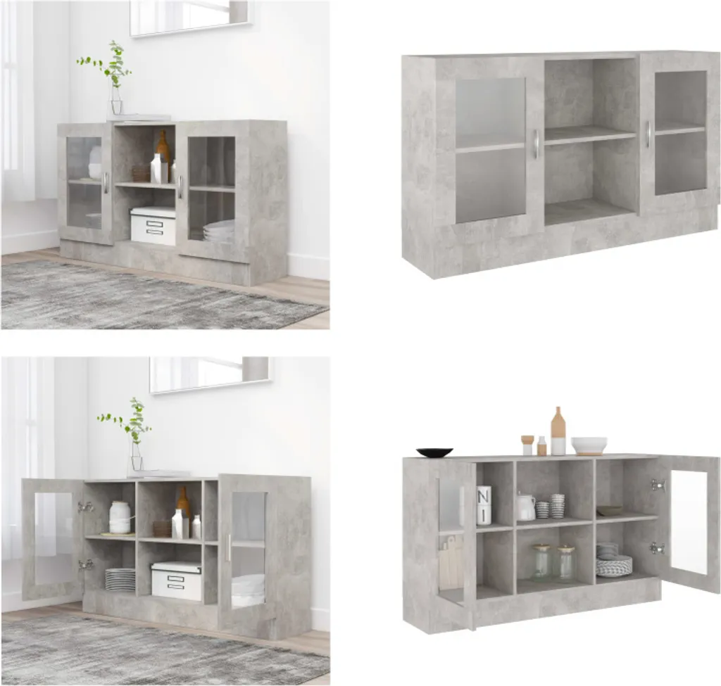 Vetrinetta Moderna Grigio Cemento 120x30,5x70 cm - Credenza Elegante