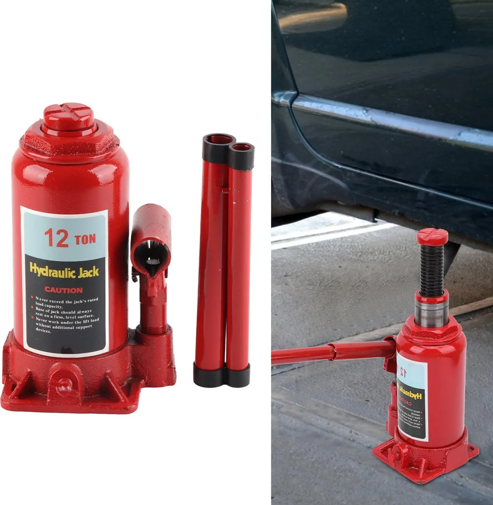 Vérin hydraulique 12 tonnes robuste avec vis d'extension réglable pro - 9