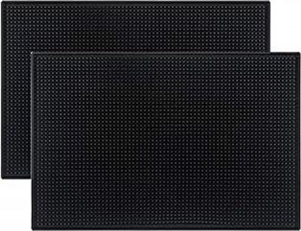 Tebery 2 Stück Bar Service Mat, 45x30cm Silikon Trocknend Matte für Bar Club Küche Café, rutschfest Gummi Barmatte Abtropfmatte, Schwarz