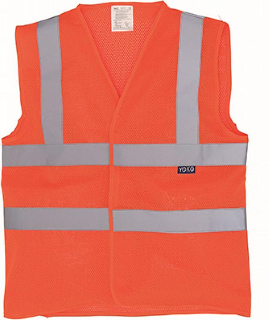 YOKO HVW120 | Herren Hi Vis Top Cool Open Mesh Waistcoat / EN ISO 20471 - Farbe: Hi-Vis Orange - Größe: 3XL