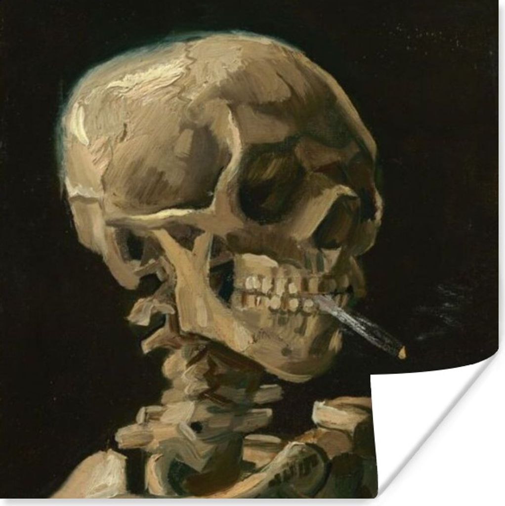MuchoWow Poster Skelettkopf mit brennender Zigarette - Vincent van Gogh 30x30 cm - Wandposter - Printing