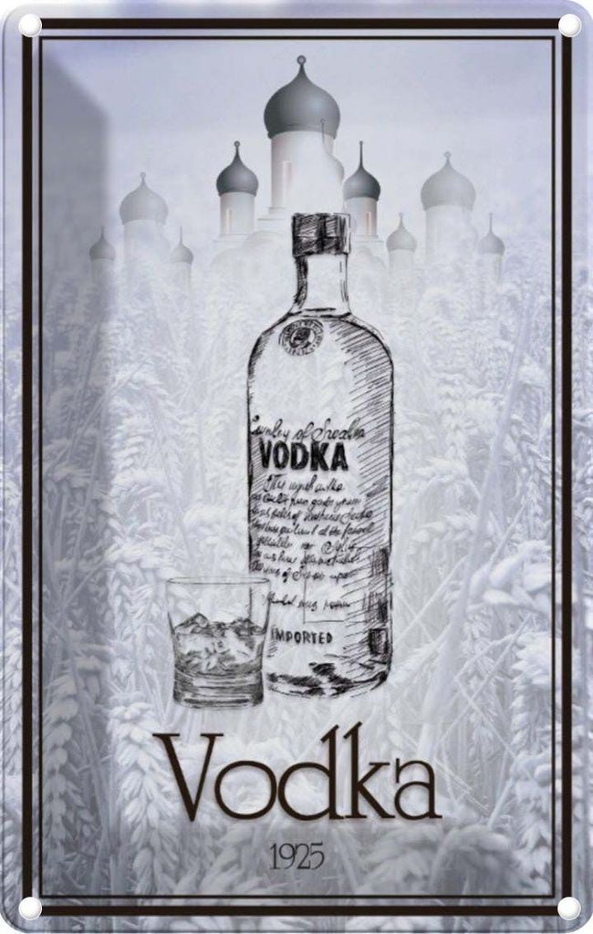 vianmo Blechschild 18x12 cm Alkohol 1925 Vodka imported Essen Trinken Bar Club