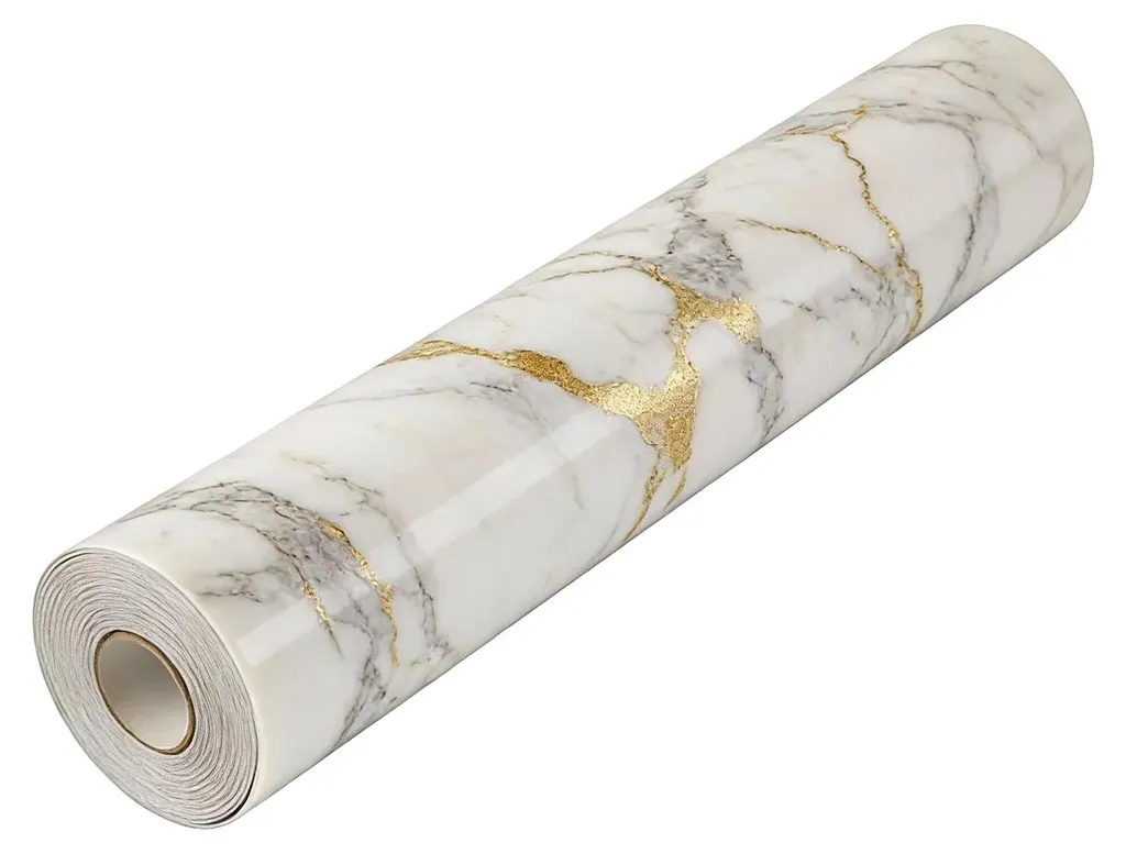 Autocollant de sol aspect marbre blanc 60 x 500 cm pour rénovation chic