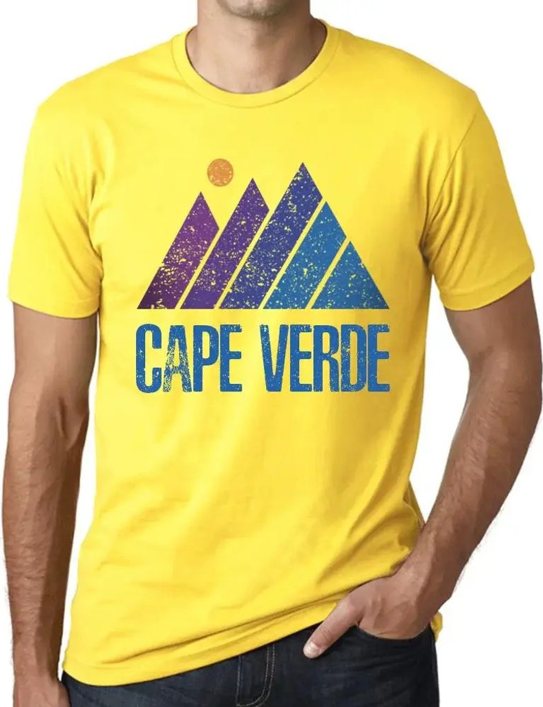 Herren Grafik T-Shirt Berg-Cape Verde – Mountain Cape Verde – Öko-Verantwortlich Vintage Jahrgang Kurzarm Lustige Druck Geburtstag Geschenk Mann