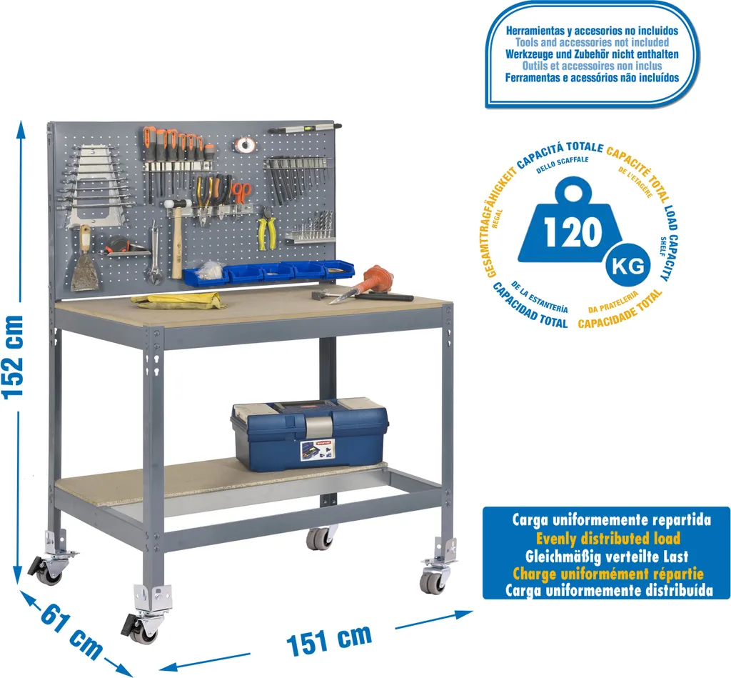 Établi de garage mobile Simonwork BT2 1500 pour bricolage