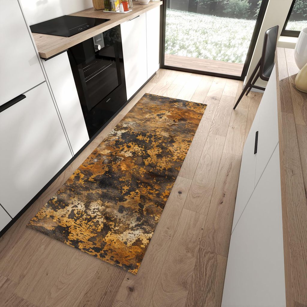 Küchenteppich 80x200cm rutschfest & abwischbar PVC Läufer - Rostige Textur