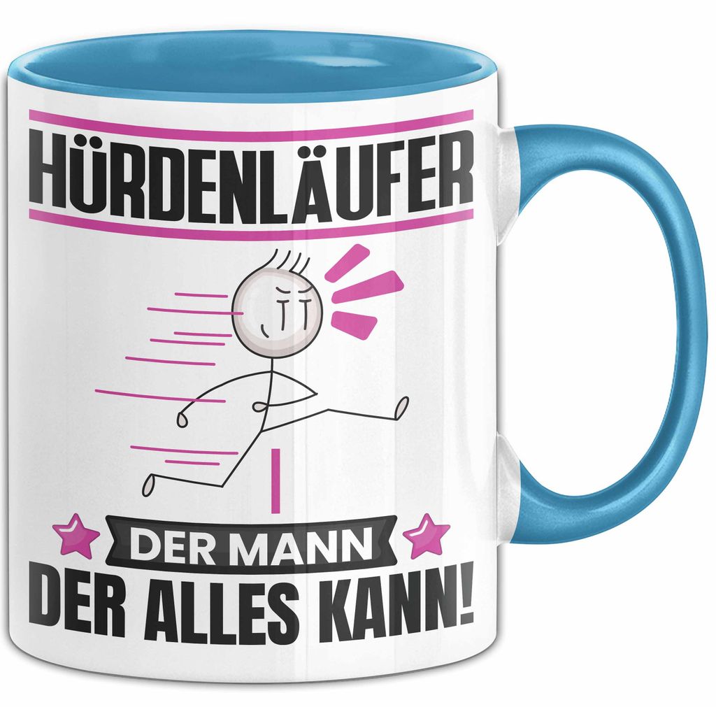 Hürdenläufer Tasse Geschenk für Hürdenläufer Der Mann Der Alles Kann Geschenkidee zum Geburtstag (Blau)