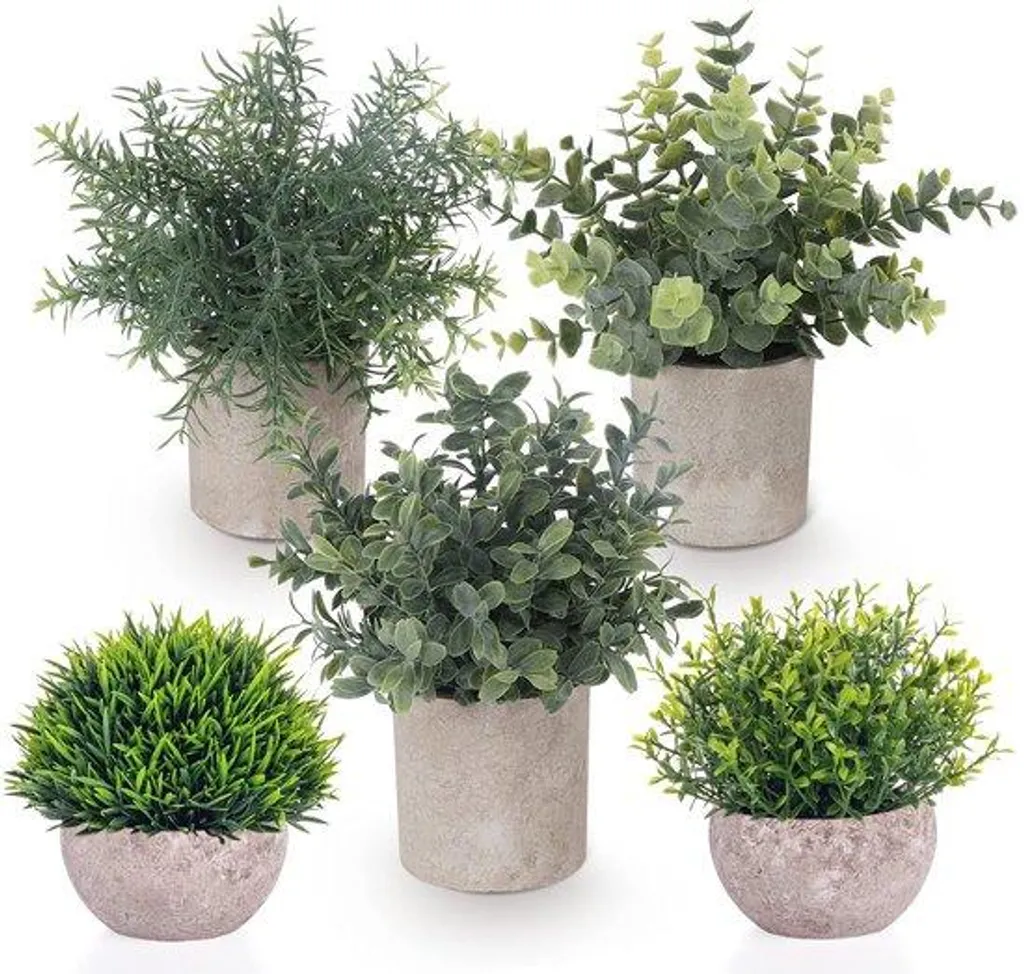 Petites plantes d'eucalyptus artificielles pour décorer votre bureau x5