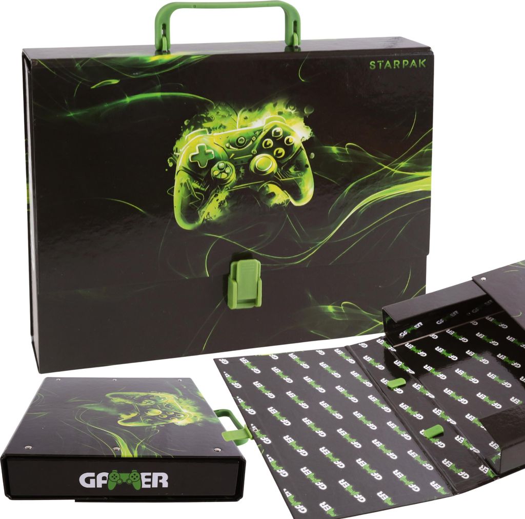 GAMER Dicke, Schulmappe mit Griff für Jungen, robust für Schule FÜR GAMER, A4 5 cm