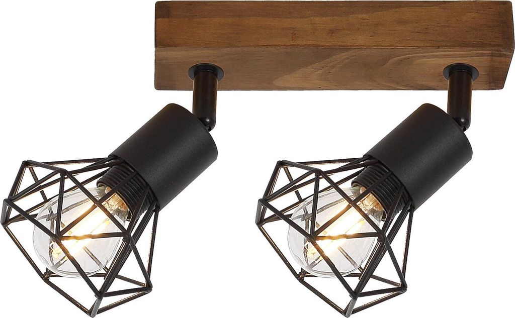 Rabalux 3138 Deckenstrahler 2 Spots Zeus, E14-Holz, braun-schwarz, Industriell, 38,5cm
