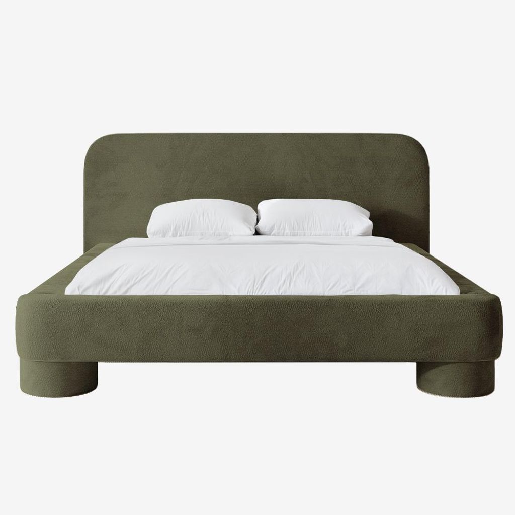 MNUUO Polsterbett COLEA mit Bettkasten Olive 140 x 200 cm Hebbarer Metall-Lattenrost