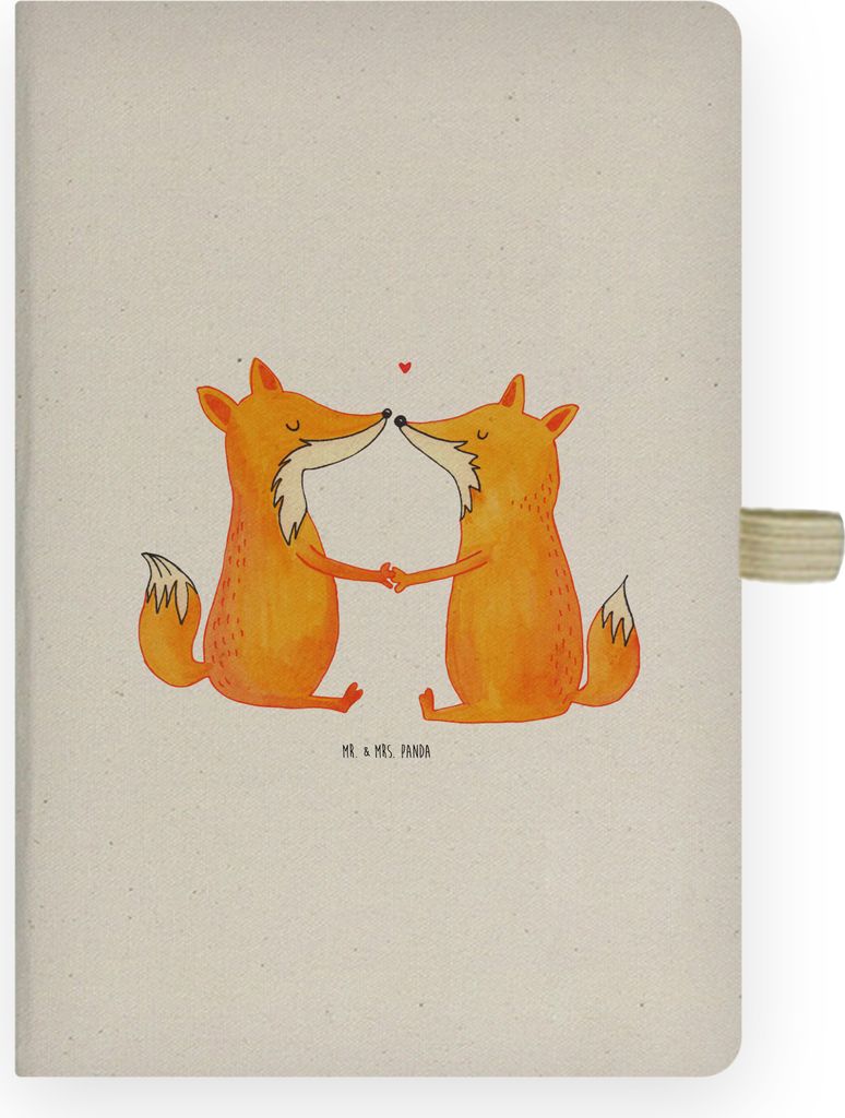 Mr. & Mrs. Panda Tagebuch Füchse Liebe - Transparent - Geschenk, Fuchs, Ehefrau, Partner, Kladde, Notizbuch A4 Hardcover, Fox, Journal, Ehe, Ehema...