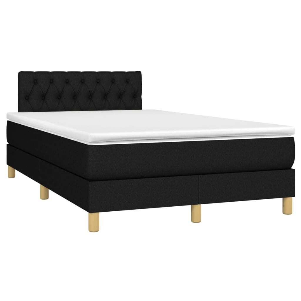 Design Boxspringbett mit Matratze & LED Schwarz 120x190 cm Stoff, Klassische Betten 2024 Neu