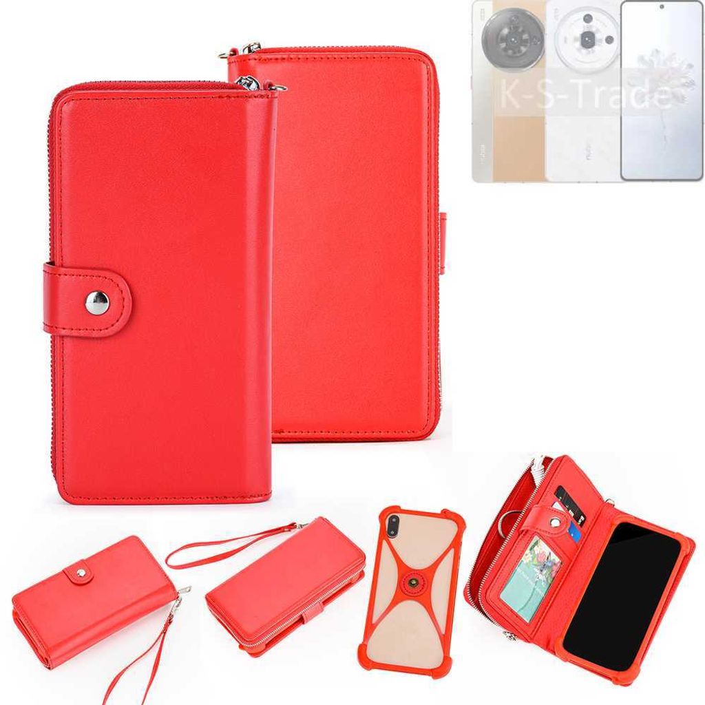 K-S-Trade 2in1 Schutzhülle Portemonnee Handyhülle mit Bumper kompatibel mit Nubia Z50S PRO Hülle Case Etui Geldbörse Smartphone rot (1x)