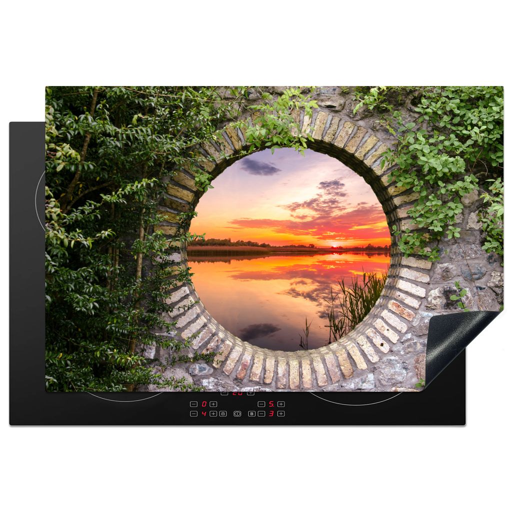 KitchenYeah Herdabdeckplatte Meer - Sonnenuntergang - Ausblick , 76x51cm, Küche Deko, Glaskeramikkochfeld Herdabdeckung, Abdeckplatte fùr Kochfeld